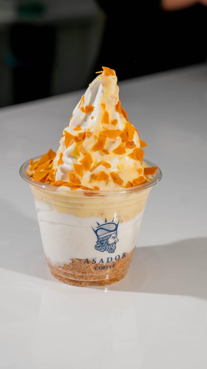 Raffaello coconut soft ice cream with almond flakes
